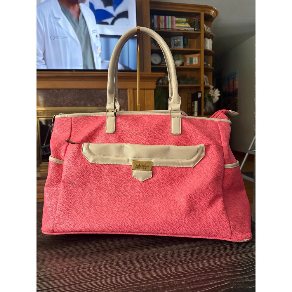 The Nicole Miller NY Pink Pebbled Large Weekender Carry-on Luggage Bag